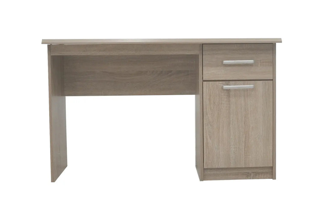 Bureau MILO sonoma vu de trois quarts avec tiroir et porte - TIKAYLA