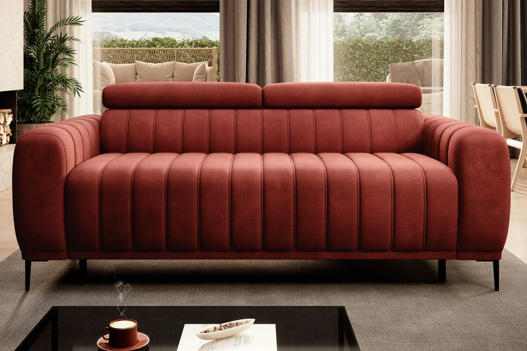 Canapé lit ORION déplié, couchage avec matelas intégré, chez TIKAYLA
