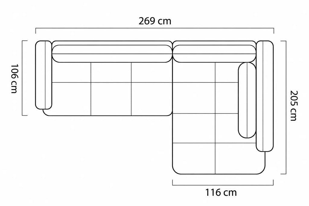 Canapé d'Angle Convertible avec Coffre de Rangement GLYCINE L - 269 x 205 cm WERSAL