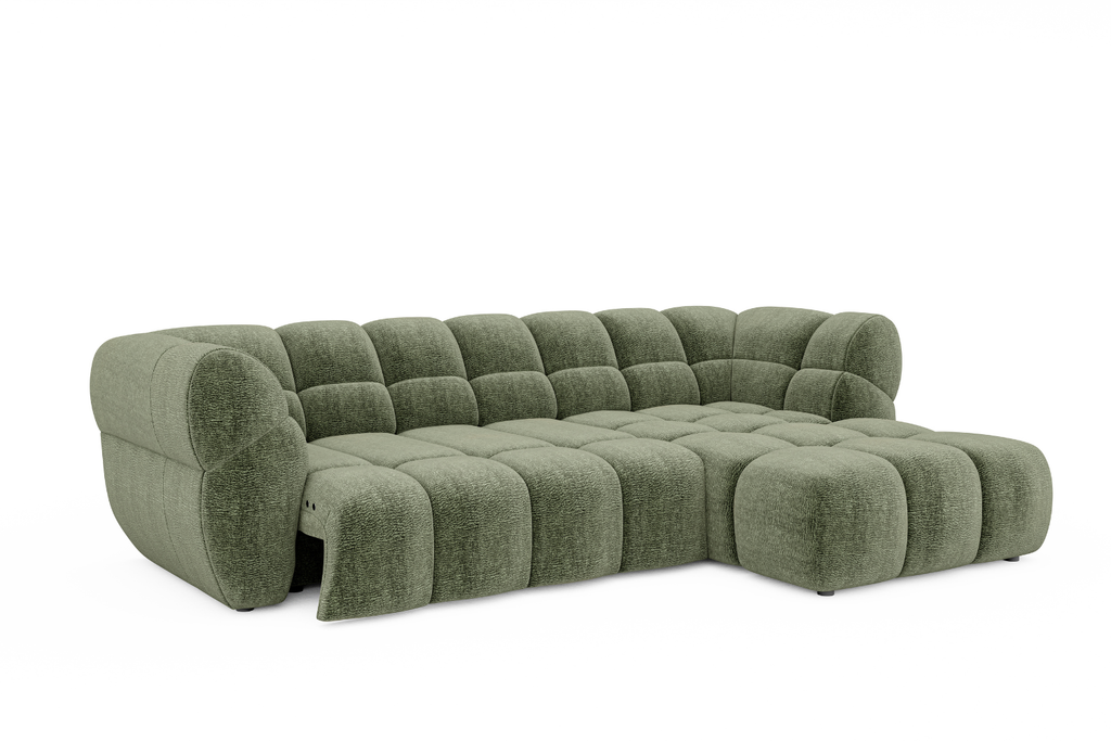 Canapé d'angle PISTOIA, assise électrique sortie à 90 cm