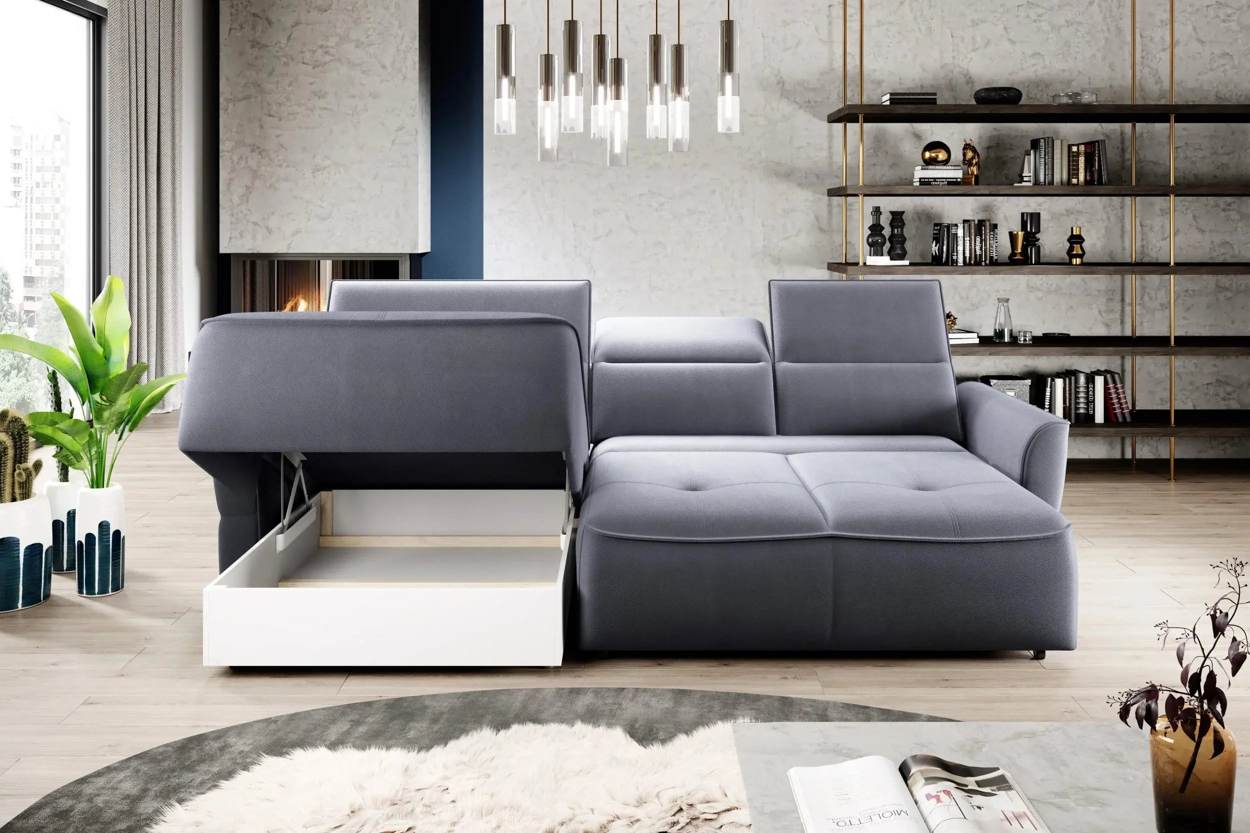 Canapé d'angle Convertible Électrique avec Coffre de Rangement MURILLO S - 260 x 175 cm WERSAL
