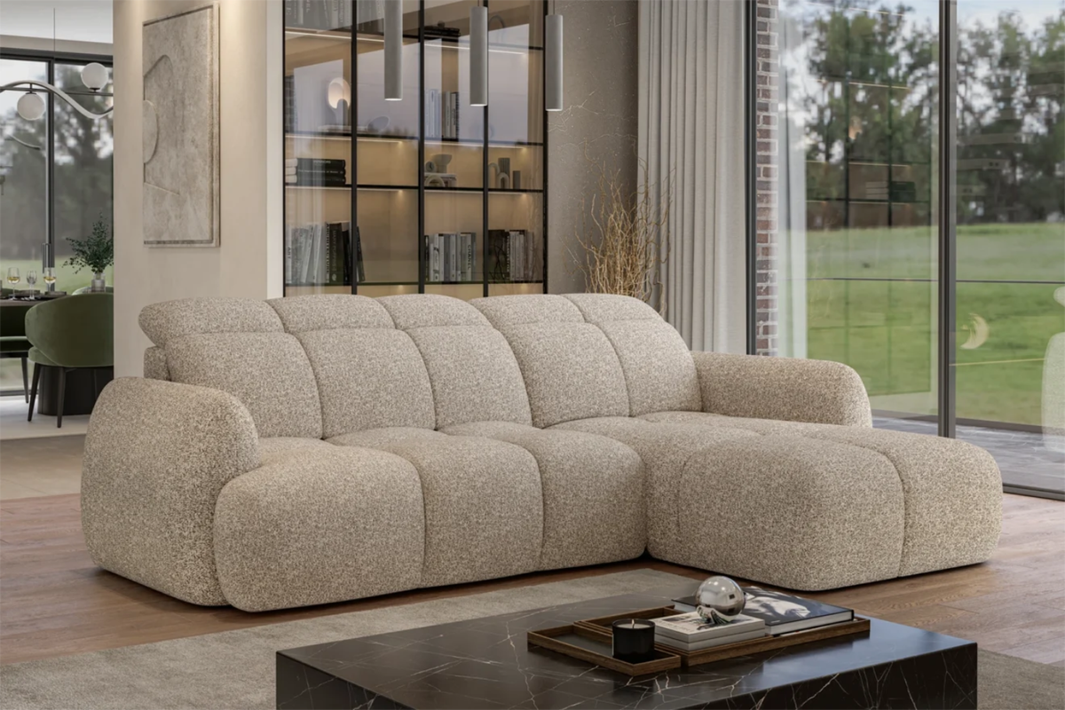Canapé d'angle convertible RECCO avec coffre, 283 x 183 cm