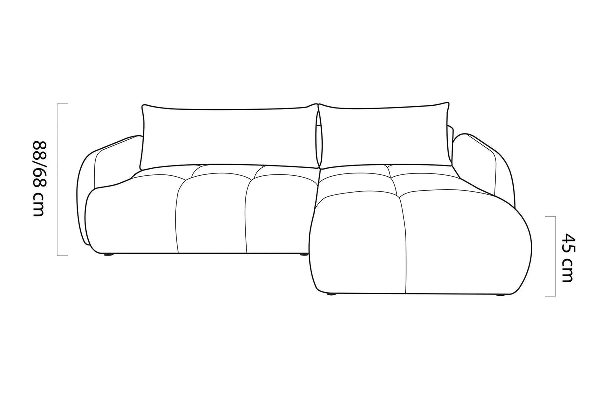 Schéma coté du canapé GLYCINE S : hauteur 88 cm et assise 45 cm