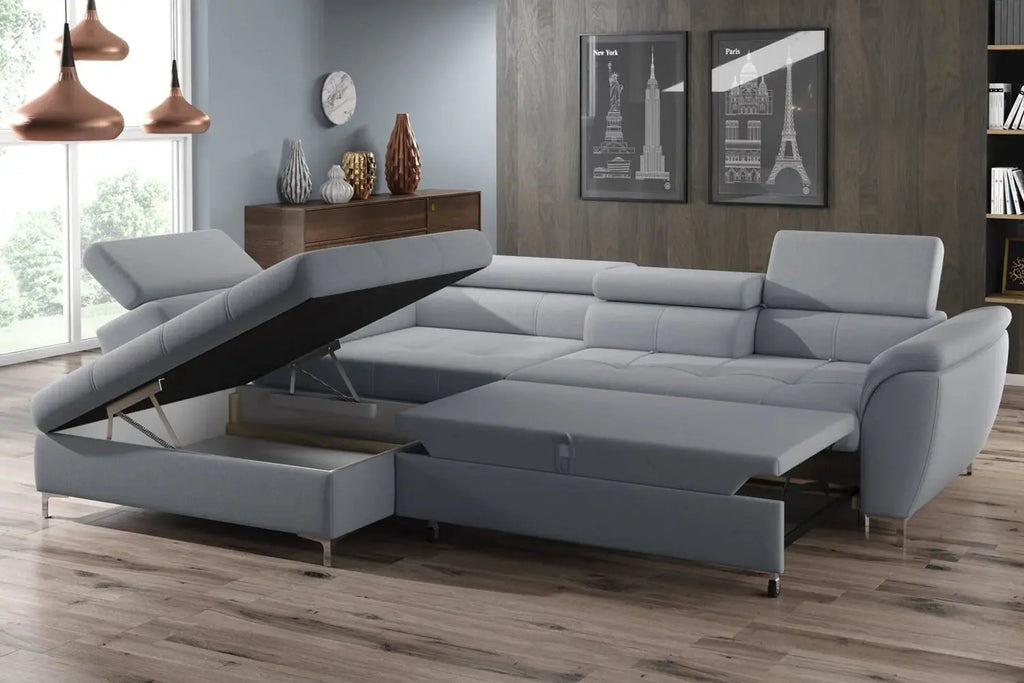 Canapé d'angle Convertible avec Coffre de Rangement TEMPO L - 289 x 218 cm WERSAL