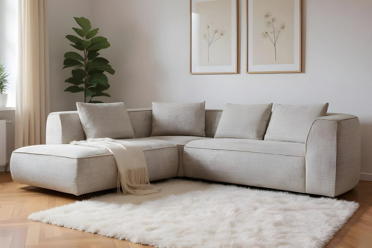 Canapé d'angle MARBELLA en tissu chenille - 285 x 250 cm