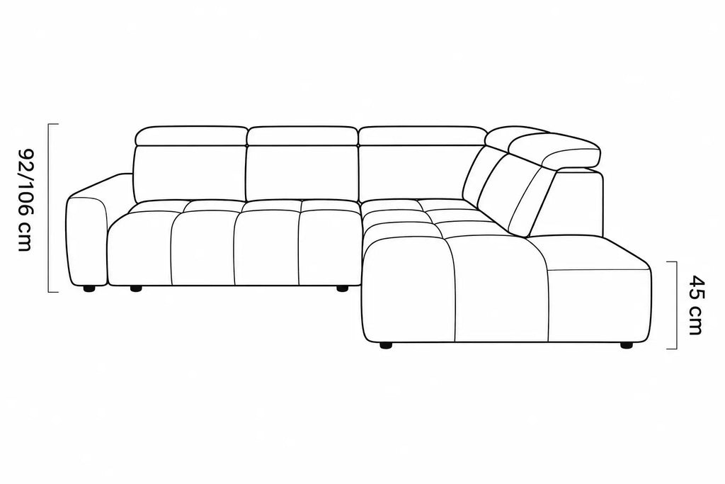 Canapé d'angle assise avance-recule électrique TORINO L - 270 x 223 cm WERSAL