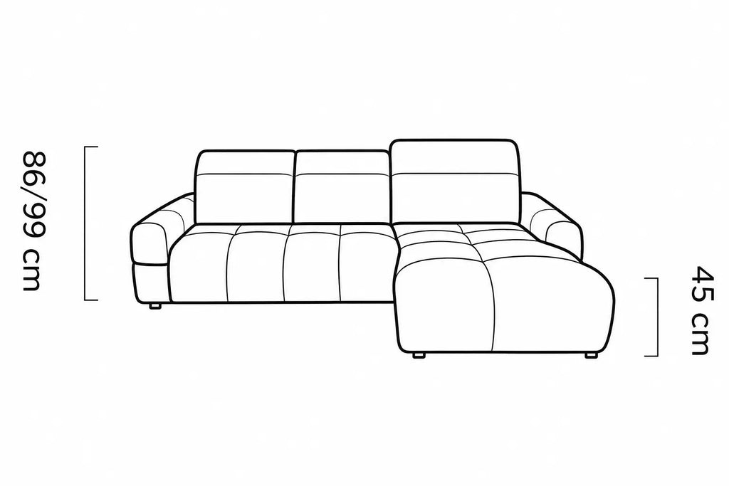 Canapé d'angle assise avance-recule électrique TORINO S - 273 x 183 cm WERSAL