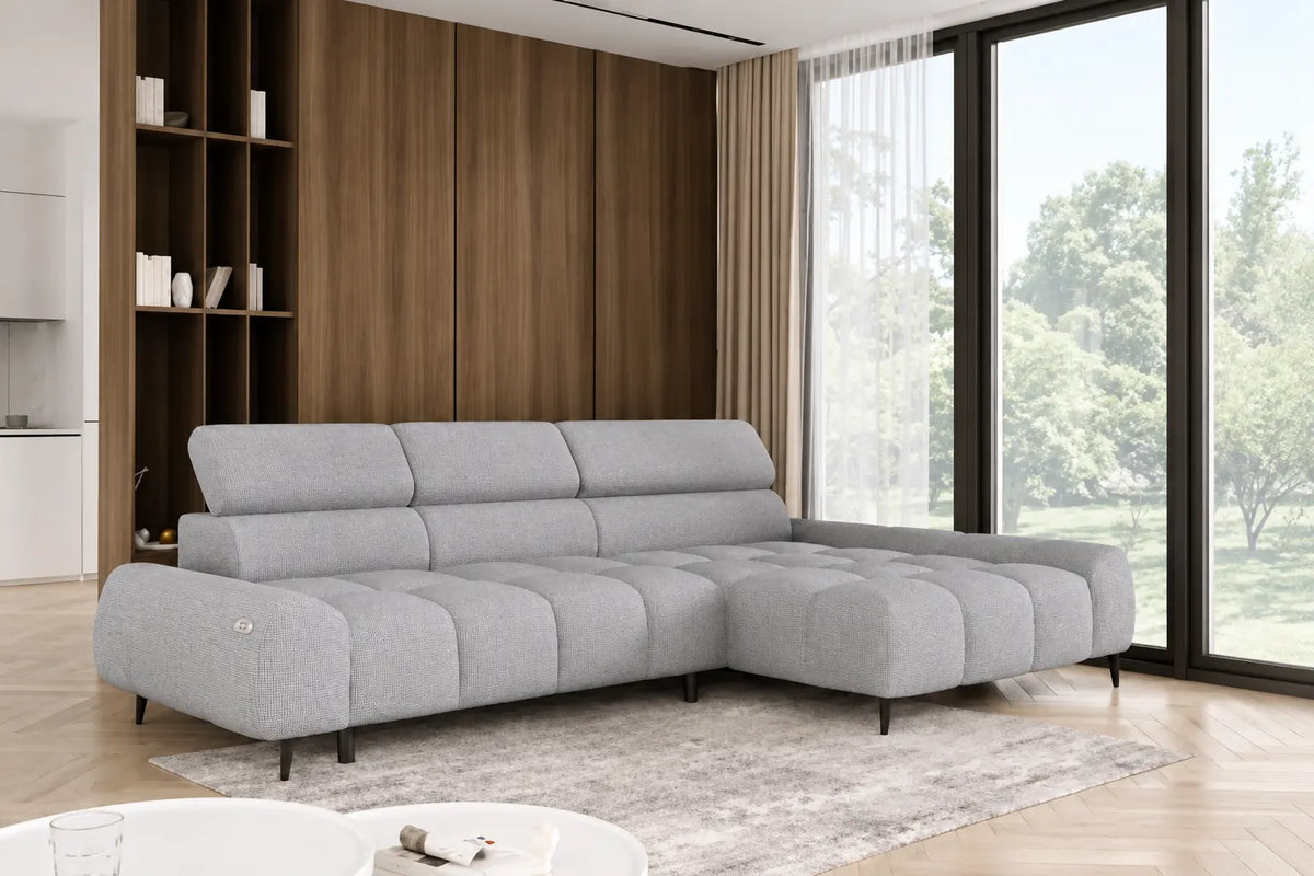 Canapé d'angle compact assise avance-recule électrique SORRENTE S - 300 x 180 cm WERSAL