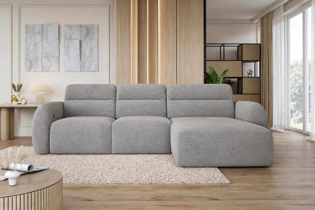 Canapé d'angle convertible coffre assise avance-recule électrique CAMOGLI L - 262 x 220 cm WERSAL