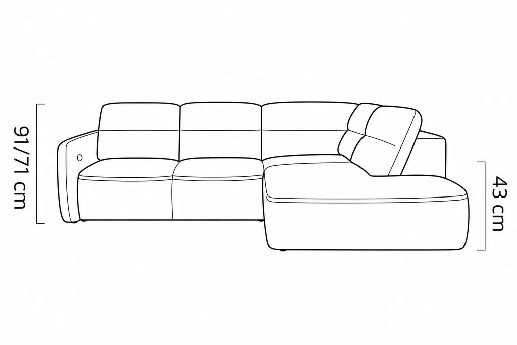 Canapé d'angle convertible coffre assise avance-recule électrique CAMOGLI L - 262 x 220 cm WERSAL