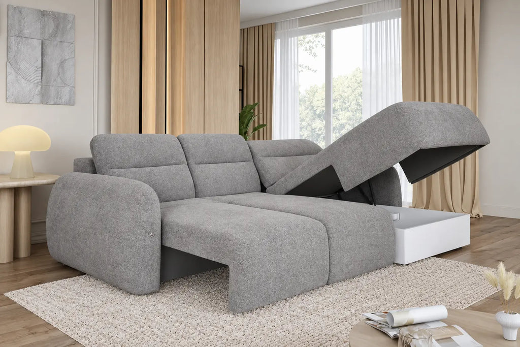 Canapé d'angle convertible coffre assise avance-recule électrique CAMOGLI S - 259 x 175 cm WERSAL
