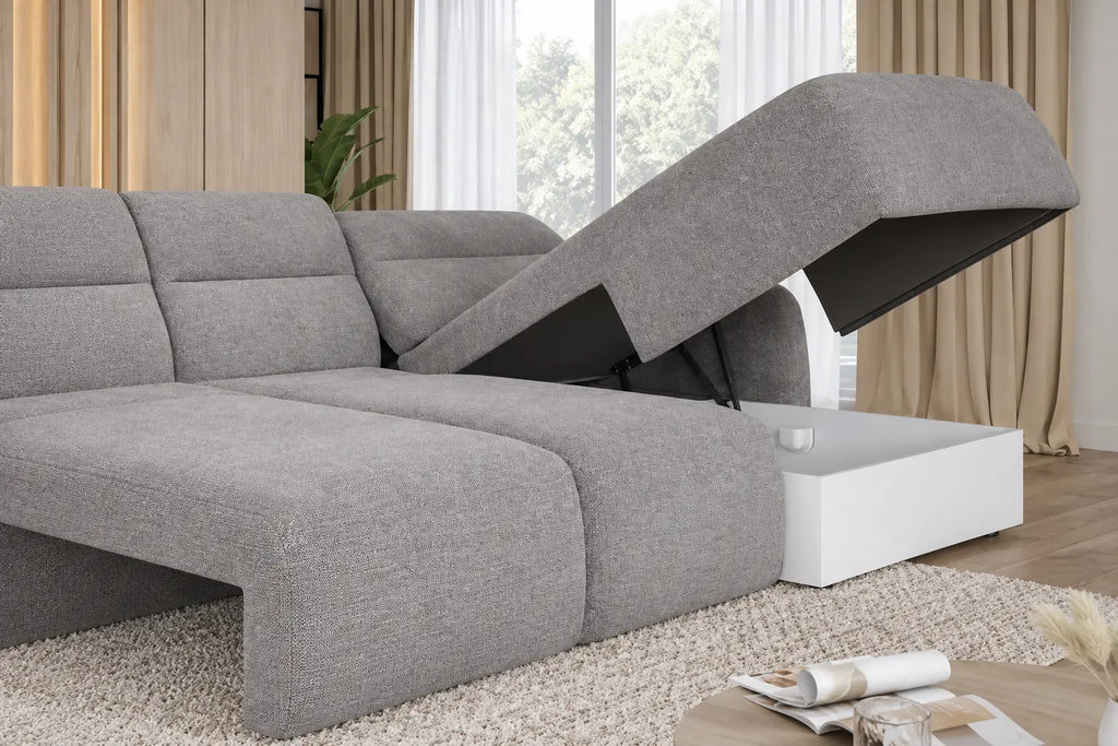 Canapé d'angle convertible coffre assise avance-recule électrique CAMOGLI S - 259 x 175 cm WERSAL