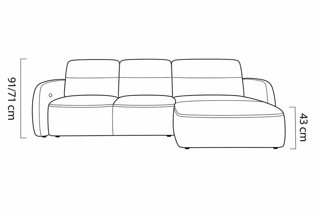 Canapé d'angle convertible coffre assise avance-recule électrique CAMOGLI S - 259 x 175 cm WERSAL