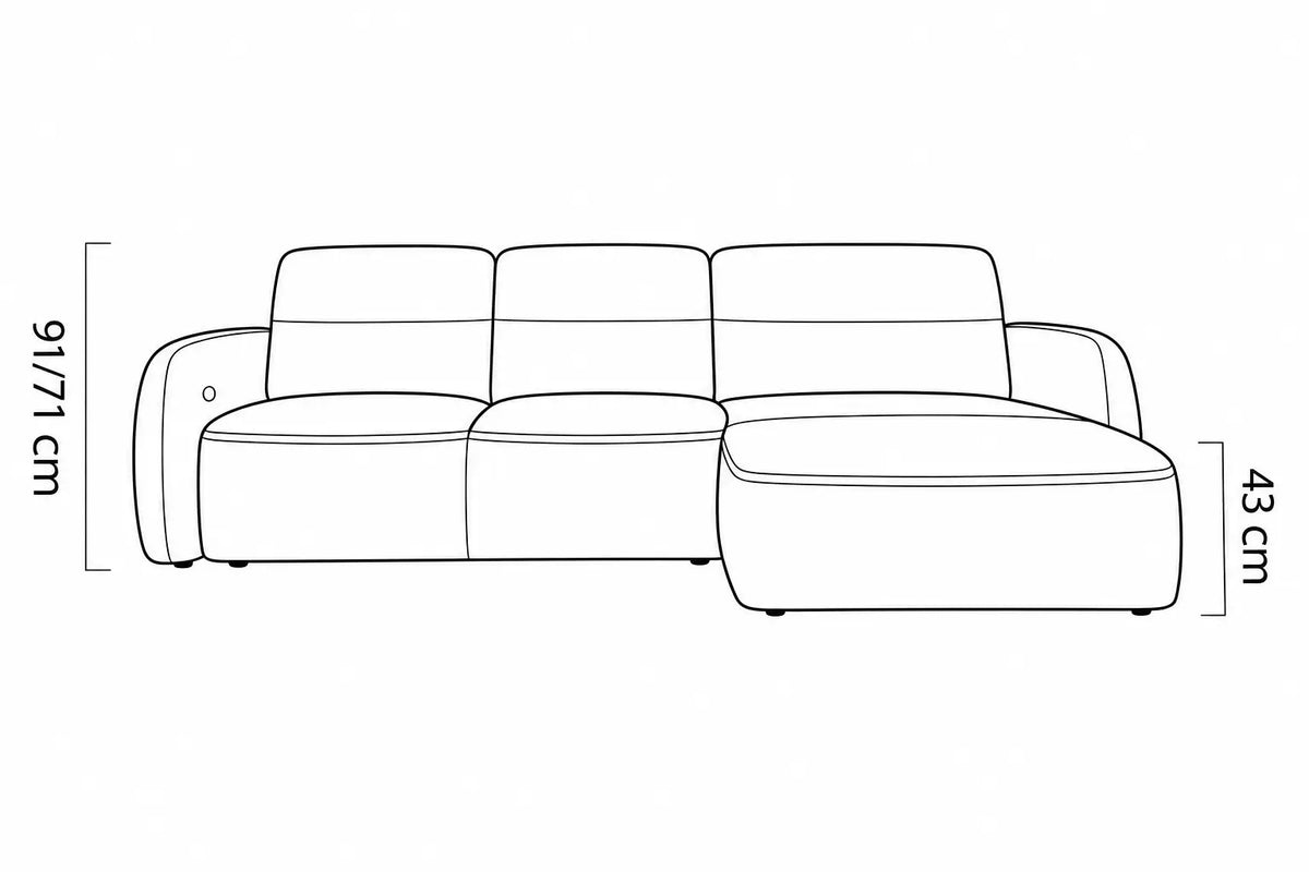 Canapé d'angle convertible coffre assise avance-recule électrique CAMOGLI S - 259 x 175 cm WERSAL