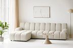 Canapé d'angle modulable 4 places avec pouf, couleur sable TAZA - 276 x 175 cm HOUSE NORDIC