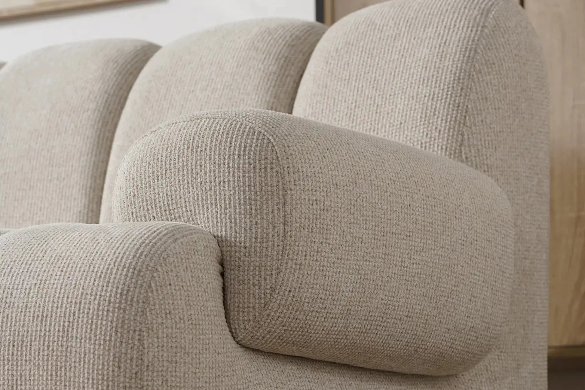 Canapé d'angle modulable 4 places avec pouf, couleur sable TAZA - 276 x 175 cm HOUSE NORDIC