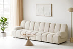 Canapé d'angle modulable 4 places avec pouf, couleur sable TAZA - 276 x 175 cm HOUSE NORDIC