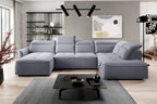 Canapé panoramique convertible électrique avec coffre de rangement RAPHAËL XL - 350 x 218 x 175 cm - WERSAL