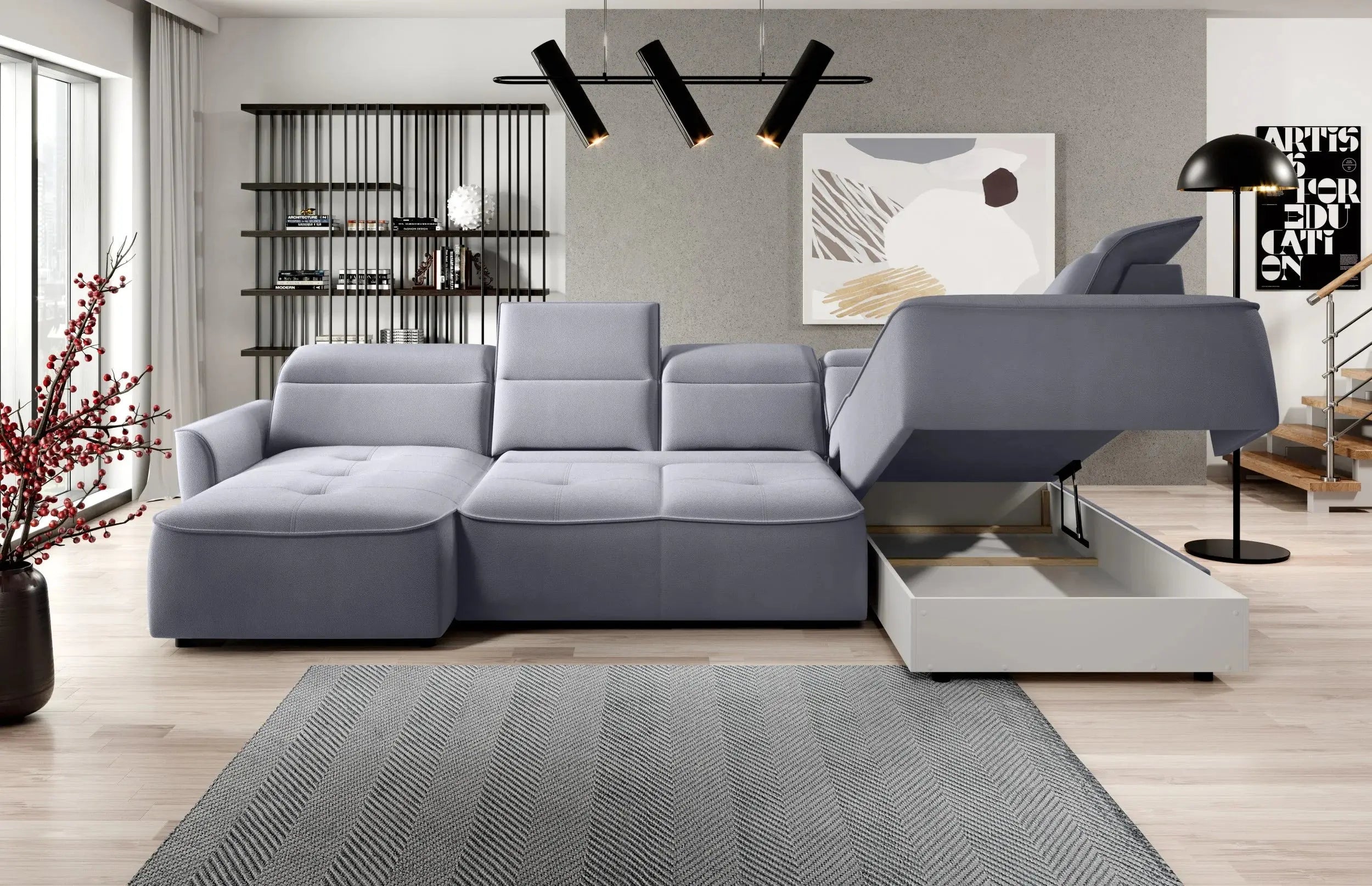 Canapé panoramique Convertible Électrique avec Coffre de Rangement MURILLO XL - 350 x 218 x 175 cm WERSAL