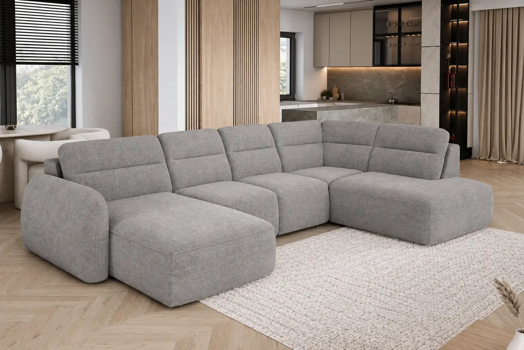 Canapé panoramique convertible coffre assise avance-recule électrique CAMOGLI XL - 351 x 220 cm WERSAL