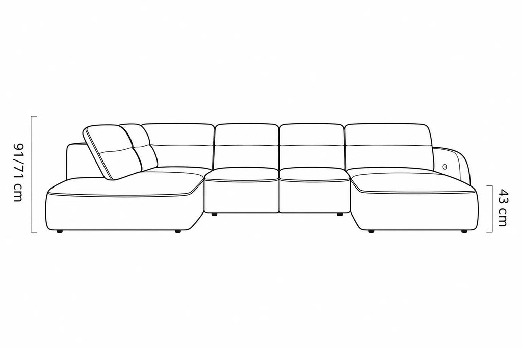 Canapé panoramique convertible coffre assise avance-recule électrique CAMOGLI XL - 351 x 220 cm WERSAL