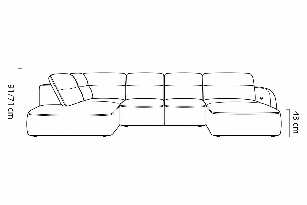 Canapé panoramique convertible coffre assise avance-recule électrique CAMOGLI XL - 351 x 220 cm WERSAL