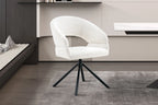 Chaise pivotante de salle à manger AMBERY, tissu blanc