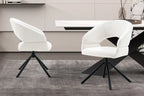 Chaise pivotante de salle à manger AMBERY, tissu blanc