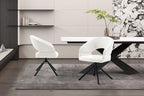 Chaise pivotante de salle à manger AMBERY, tissu blanc