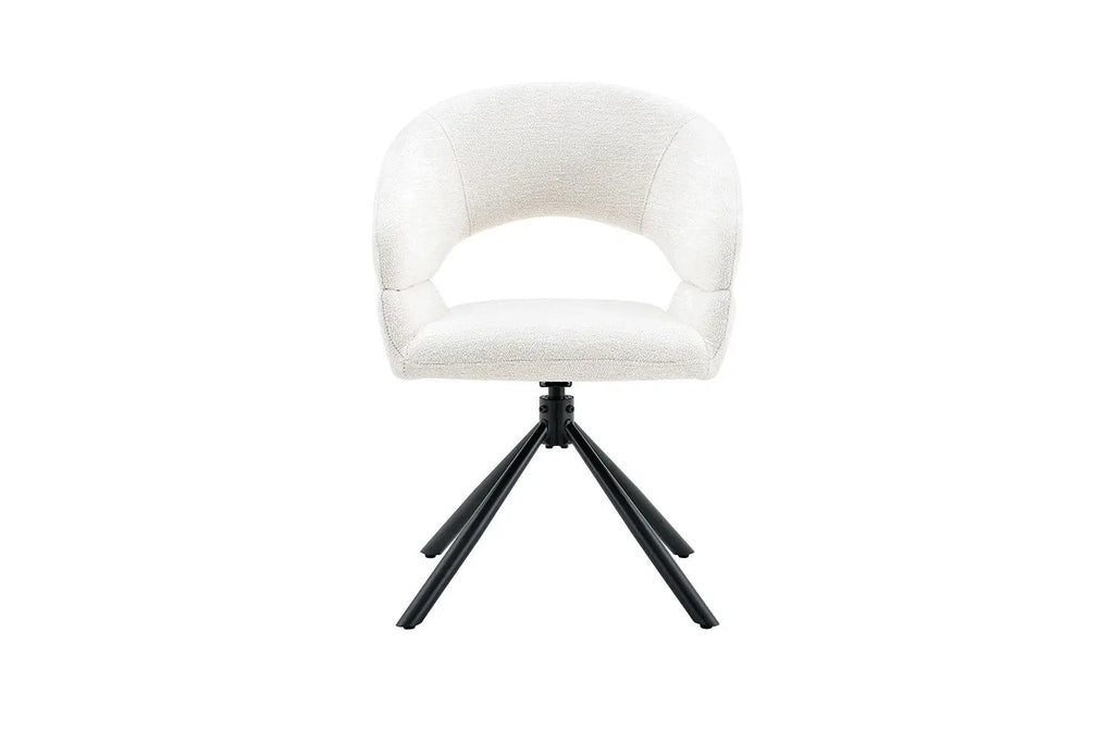 Chaise pivotante de salle à manger AMBERY, tissu blanc
