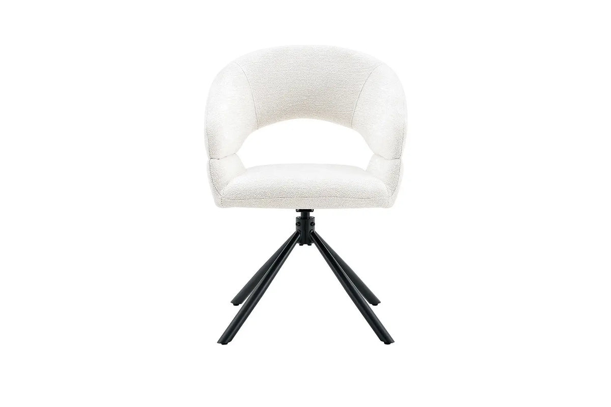 Chaise pivotante de salle à manger AMBERY, tissu blanc