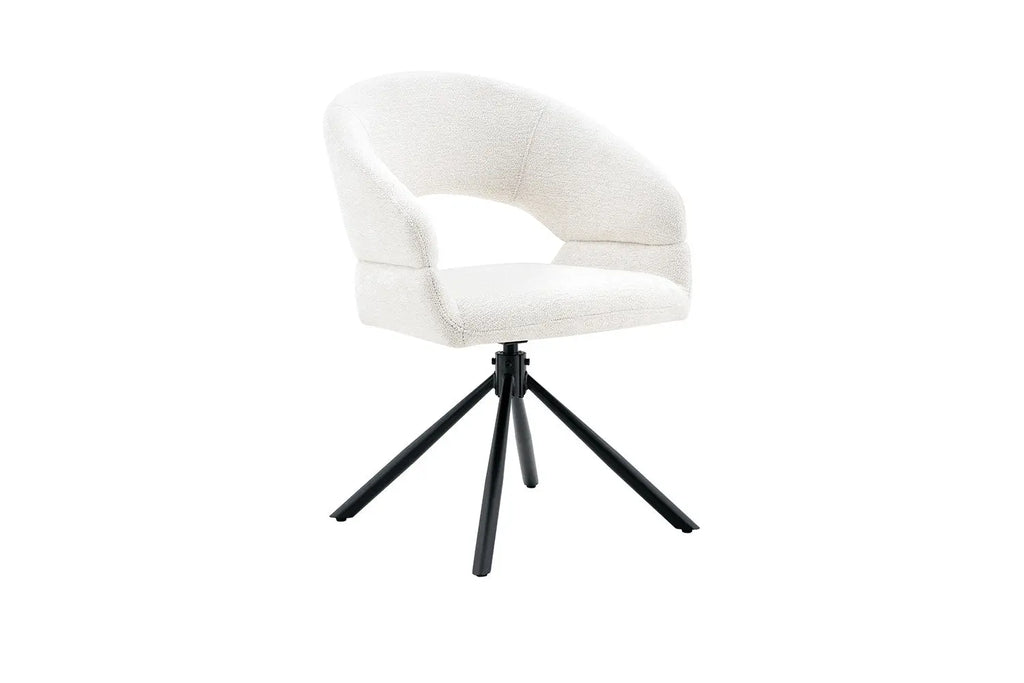 Chaise pivotante de salle à manger AMBERY, tissu blanc