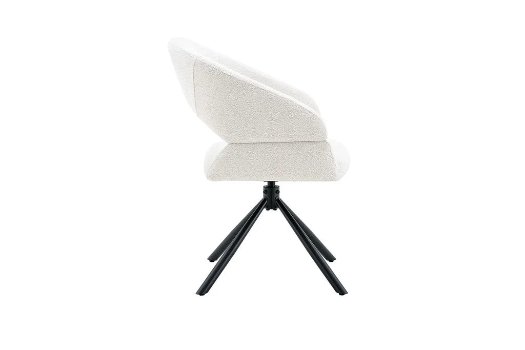 Chaise pivotante de salle à manger AMBERY, tissu blanc