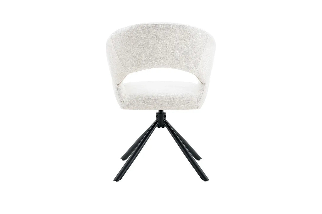 Chaise pivotante de salle à manger AMBERY, tissu blanc