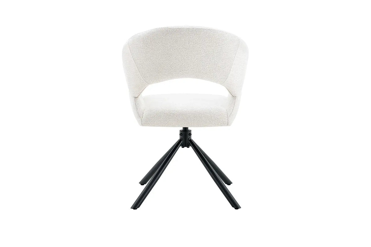 Chaise pivotante de salle à manger AMBERY, tissu blanc