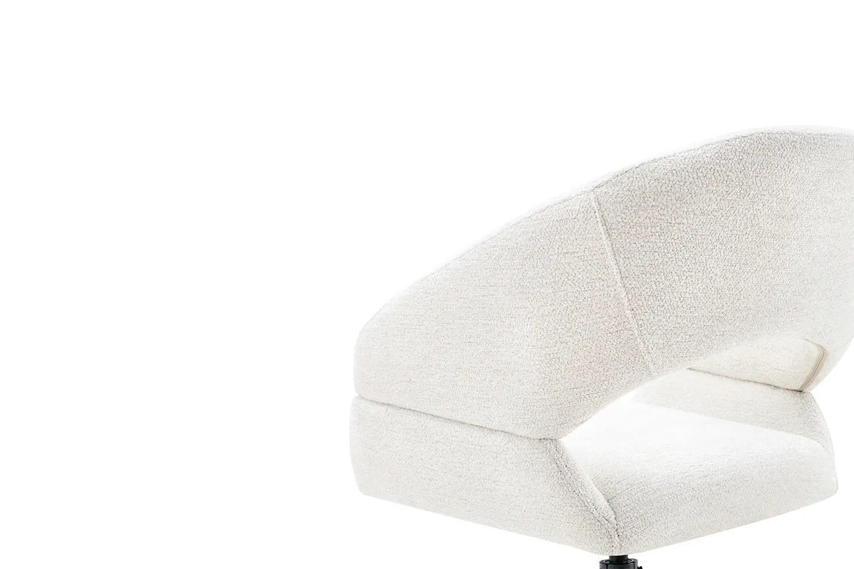 Chaise pivotante de salle à manger AMBERY, tissu blanc