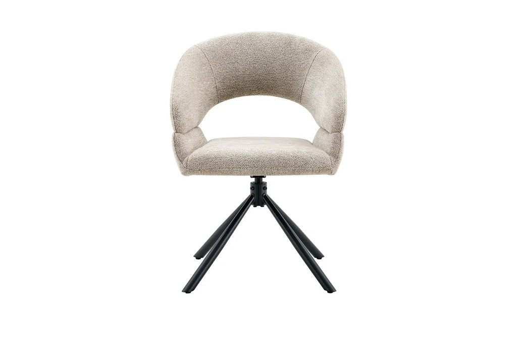 Chaise pivotante de salle à manger AMBERY, tissu beige