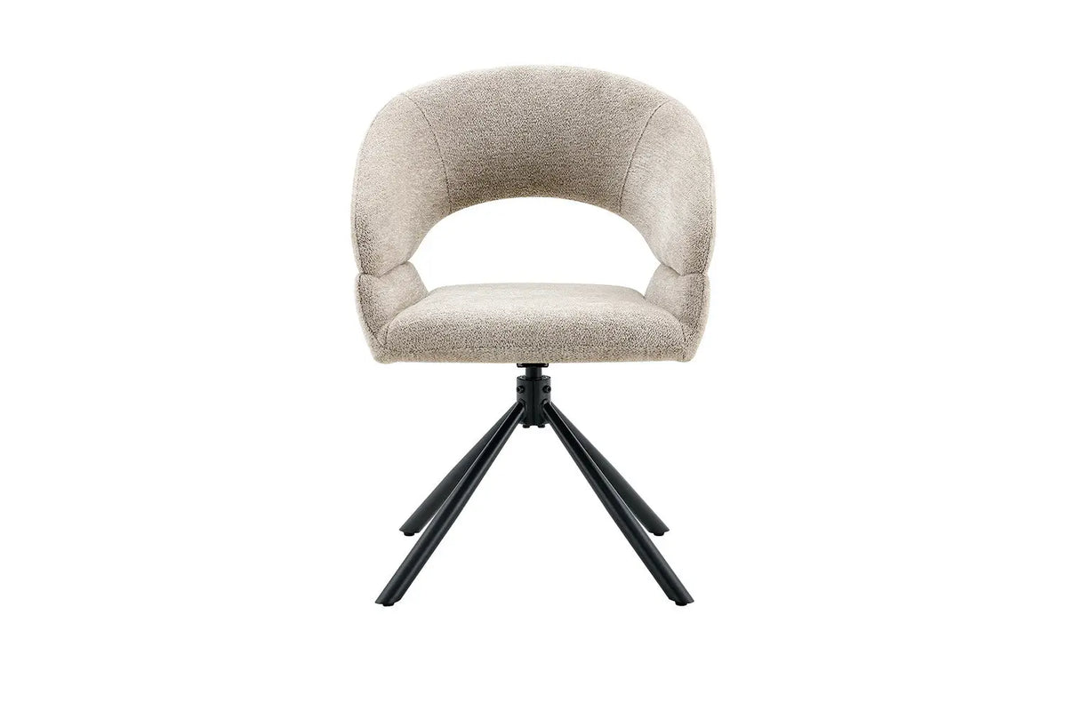 Chaise pivotante de salle à manger AMBERY, tissu beige