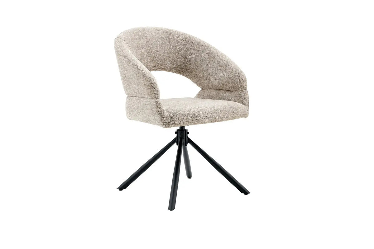 Chaise pivotante de salle à manger AMBERY, tissu beige