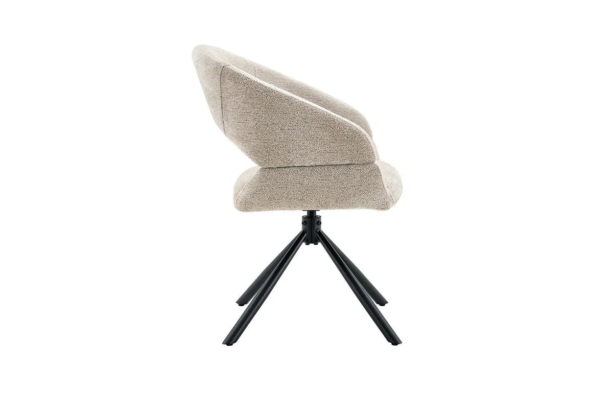 Chaise pivotante de salle à manger AMBERY, tissu beige