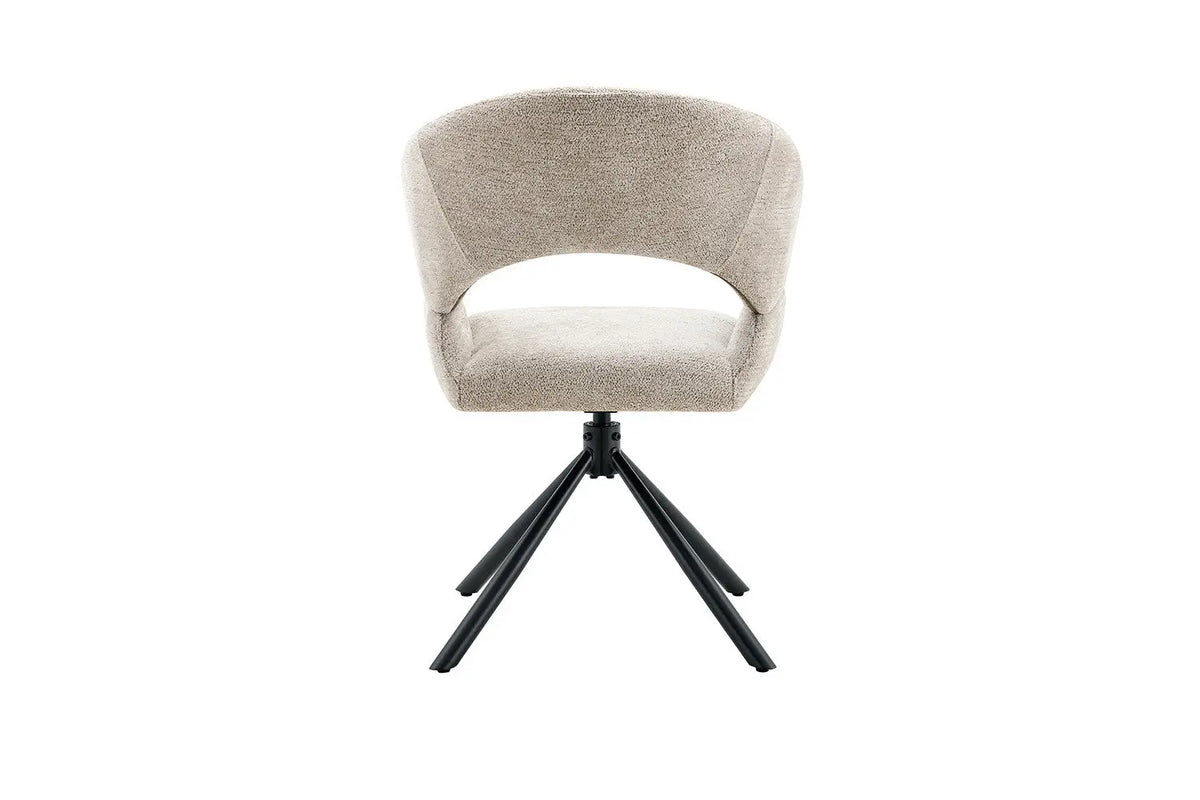Chaise pivotante de salle à manger AMBERY, tissu beige