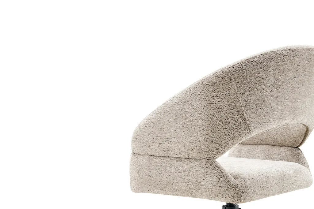Chaise pivotante de salle à manger AMBERY, tissu beige