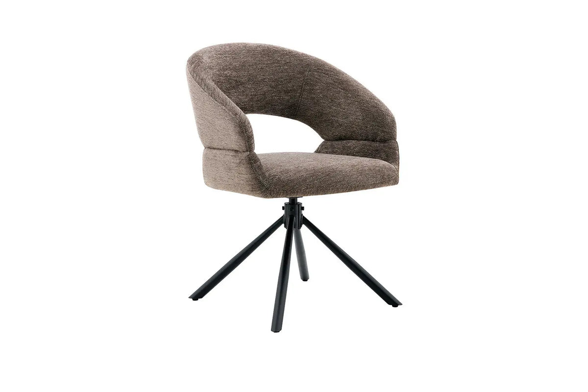 Chaise pivotante de salle à manger AMBERY, tissu poivre