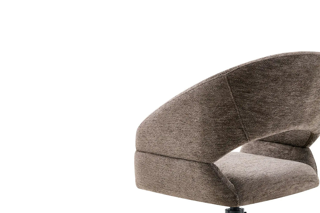 Chaise pivotante de salle à manger AMBERY, tissu poivre