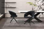 Chaise pivotante de salle à manger AMBERY, tissu noir
