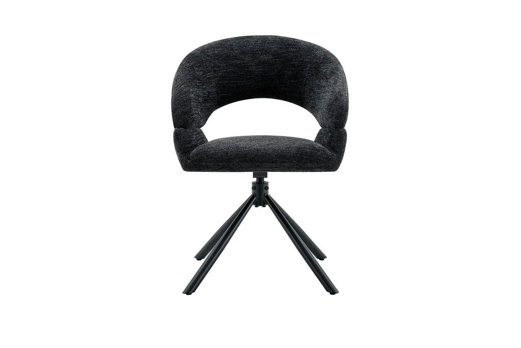Chaise pivotante de salle à manger AMBERY, tissu noir