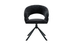 Chaise pivotante de salle à manger AMBERY, tissu noir