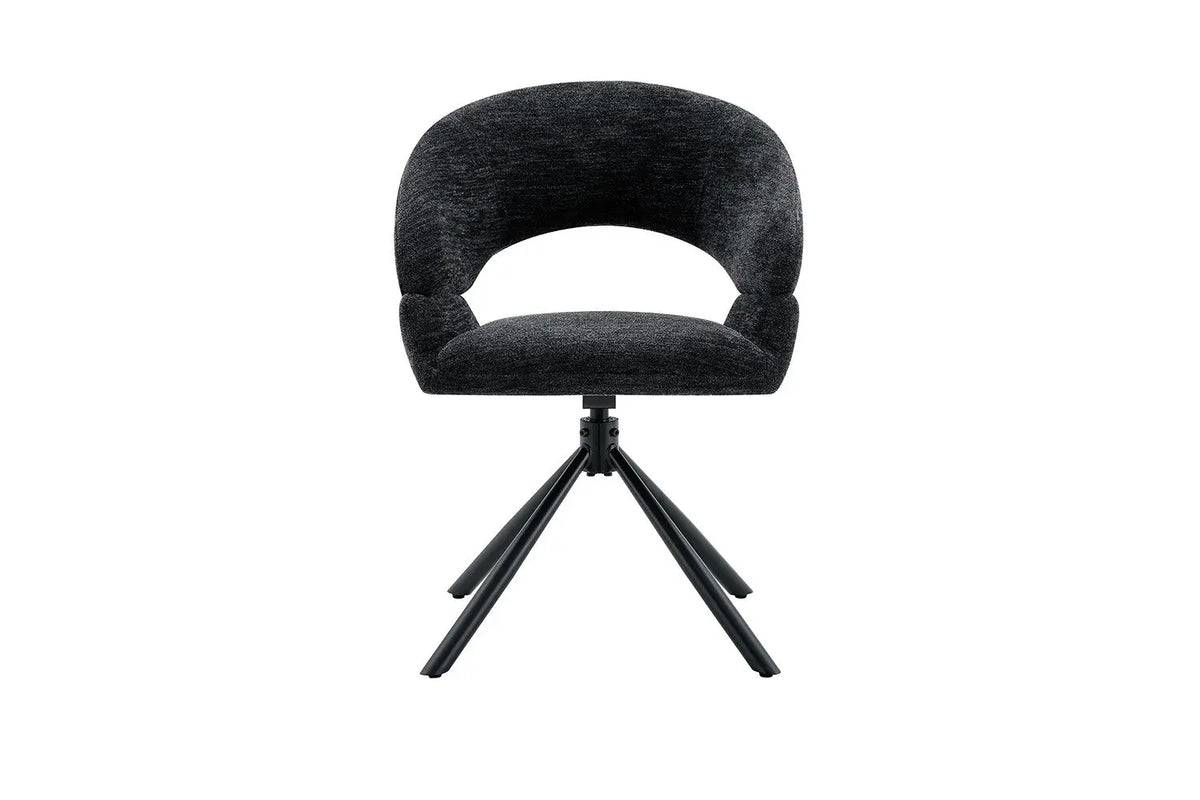 Chaise pivotante de salle à manger AMBERY, tissu noir