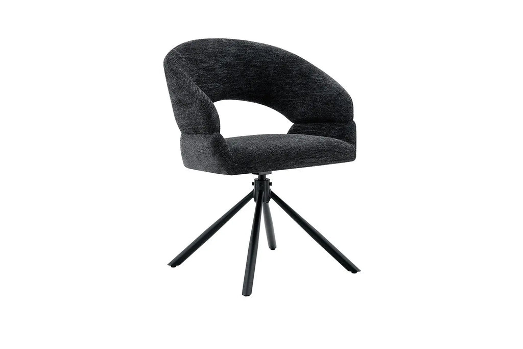 Chaise pivotante de salle à manger AMBERY, tissu noir