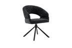 Chaise pivotante de salle à manger AMBERY, tissu noir